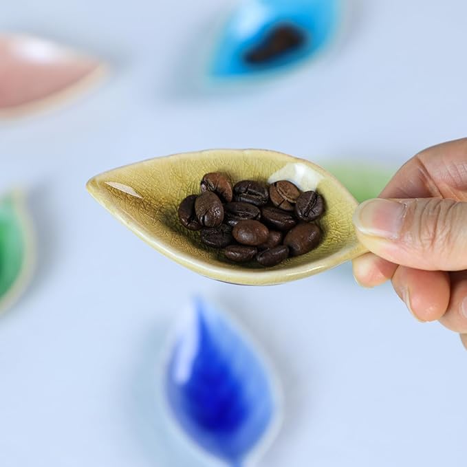 Colias Wing Colorful Leaf Shape Design Multipurpose Porcelain Side Dish Bowl Seasoning Dishes Soy Dipping Sauce Dishes(Set of 6)-Small
