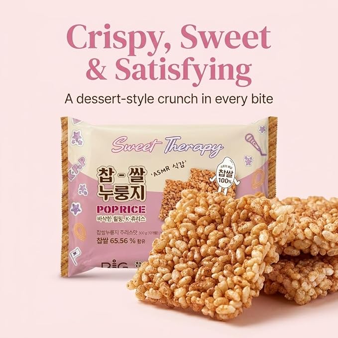 Korean Churro Pop Rice Crackers (츄러스 찹쌀누룽지) – Crispy Cinnamon Sugar Glutinous Rice Snack, Sweet & Crunchy Dessert Treat, ASMR Texture, Individually Packed (Churro Cinnamon Nurungji Pop - 10.6oz (300g))