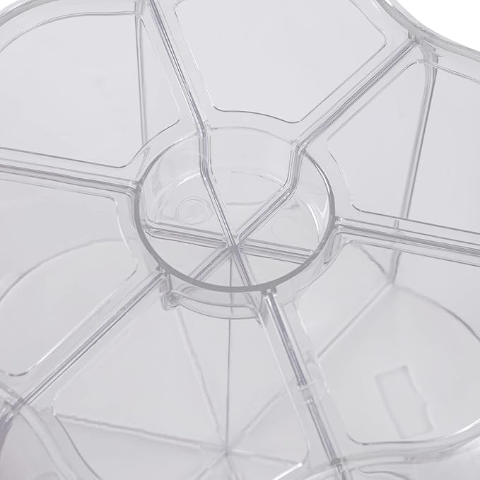 Grain Storage Container Dispenser, 6 Grids rice dispenser rotating, 360° rotating food dispenser One-Click Output rice Storage Round Grain Dispenser Kitchen (White Medium 1.53kg)