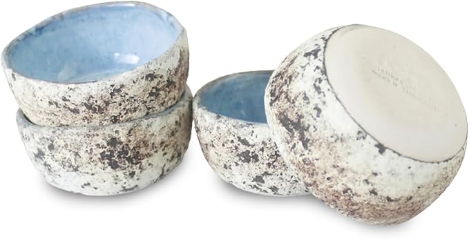 roro 3.5 Inch Handmade Coral Stoneware Sauce Bowls - Set of 4, Coastal-Inspired Ceramic Dipping Bowls, Rustic Small Serving Bowls for Condiments, Appetizers, and Sauces