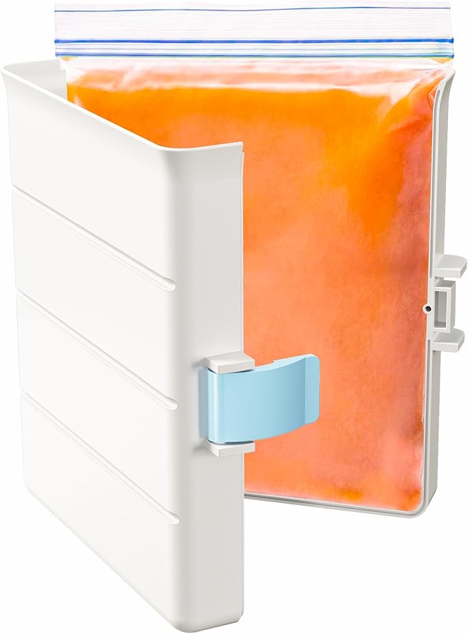 iCASA Soup Cubes Freezer Mold - 6 Cup Freezer Food Block Maker, Meal Prep Bag Container to Freeze Soups, Sauces, Leftovers & Bone Broth, Compatible with Gallon Freezer Food Storage Bag, Large