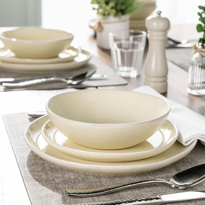 AmorArc Ceramic Dinnerware Sets,Handmade Reactive Glaze Stoneware Plates and Bowls Sets,Highly Scratch Resistant | Dishwasher & Microwave Safe Dishes Set,Service for 6 (18pc)