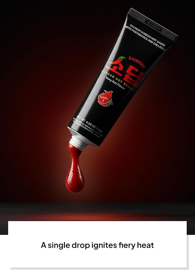 Korean Food Saudeep Korean-Style Hot Sauce, Gochujang Sauce, Warm Heat with Deep Savory Flavor, Versatile Sauce for Meat, 4.23 oz