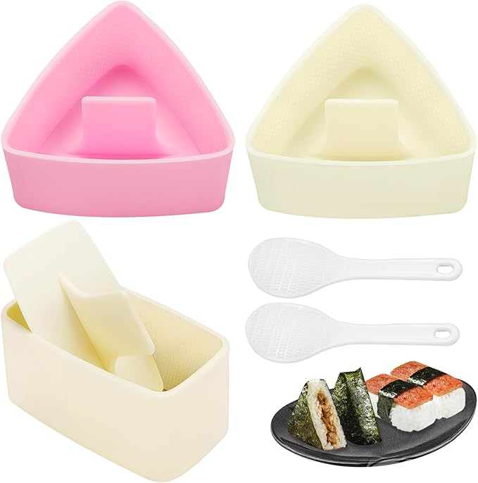 Onigiri Mold Set, 3 Pack Rice Ball Musubi Maker Press Large Triangle Rice Mold, Japanese Sushi Making Kit for Lunch Bento