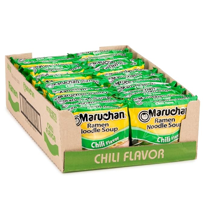Maruchan Ramen Noodle Soup, Chili Flavor – Japanese-Style Instant Noodles, Quick & Easy Meal for Kids, Students & Busy Families – 3 Oz. (24 Pack)