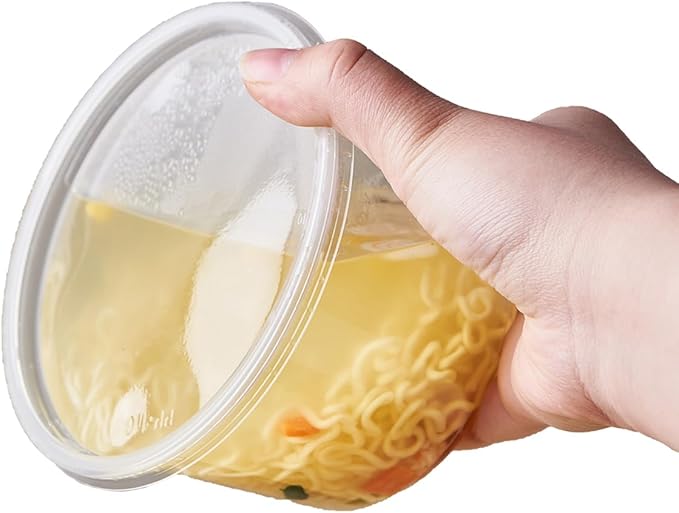 FULING 150 Set - 16 oz. Plastic Deli Disposable Food Storage Containers With Airtight Lids