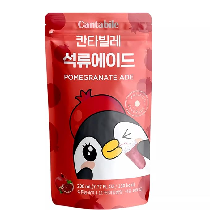Cantabile Korean Convenience Store Pouch Drink Ready-to-Drink Refreshing Beverage Imported from Korea (1 Pack, Pomegranate)