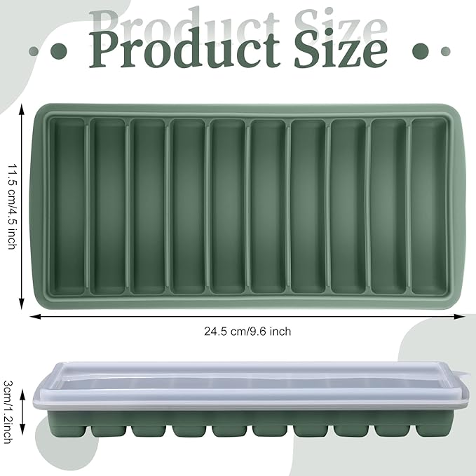 Eaasty 2 Pieces Breastmilk Storage Container Baby Food Milk Silicone Freezer Trays with Lid Breastmilk Freezer Tray Organizer Ice Trays Silicone Storage Bag Tray 10-1 oz Bars(Green)