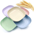 N/A/ 5Pcs 14.4cm Square Lightweight Wheat Straw Plates, Deep Dinner Dishes, Camping Dinnerware for Serving pasta fruit for Kids Toddlers and Adults (MULTI) Multicolor