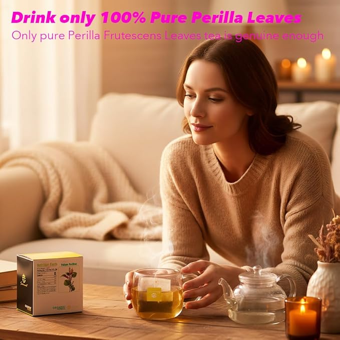 Soilmount - Perillae Folium tea - |Perilla Frutescens|Zisuye|紫苏叶|자소엽| - Pure Herbal Tea - Natural, Organic, Non-GMO, Clean Ingredients, Caffeine Free (18 Tea Bags, Box 1)