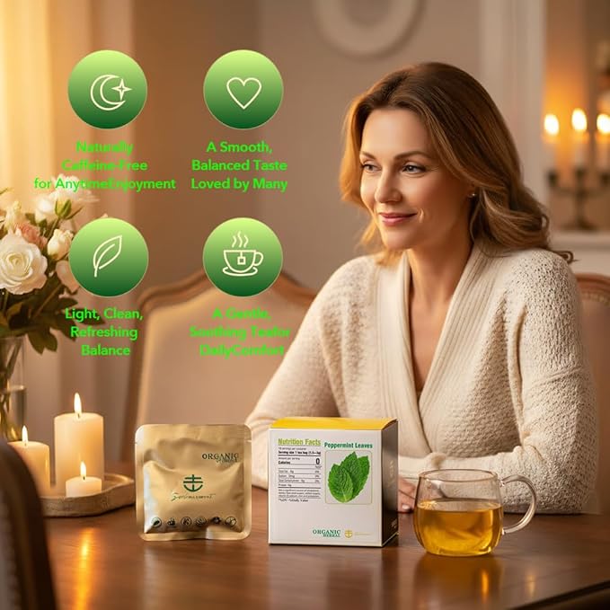 Soilmount - Peppermint Leaf Tea - |Mint leaf tea|Bohe|薄荷|박하| - Pure Herbal Tea - Natural, Organic, Non-GMO, Clean Ingredients, Caffeine Free (18 Tea Bags, Box 1)