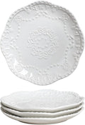 Gaolinci European Palace Series Lace Embossed Ceramic Dinner Plate (Set of 4)