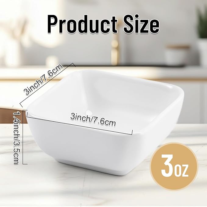 6 Pack Ceramic Dip Bowls, 3 Oz Small Dipping Bowl, White Ceramic Dip Bowls Set, Porcelain Dipping Sauce Bowl, Soy Sauce Dishes for Soy Condiment BBQ Ketchup Sushi