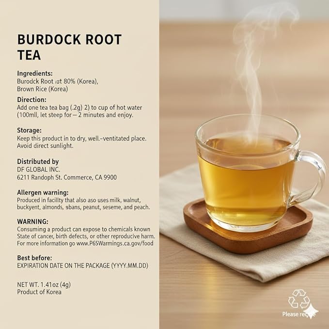Damtuh Korean Burdock Root Tea – Herbal Wellness & Soothing Drink, Caffeine-Free – 100 Tea Bags (1.5g each)