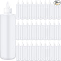 Irenare 30 Pack Plastic Condiment Squeeze Bottles for Sauces Empty Squirt Bottle with Top Cap for Condiment BBQ, Dressing, Paint, Workshop, Crafts(White,16 oz)