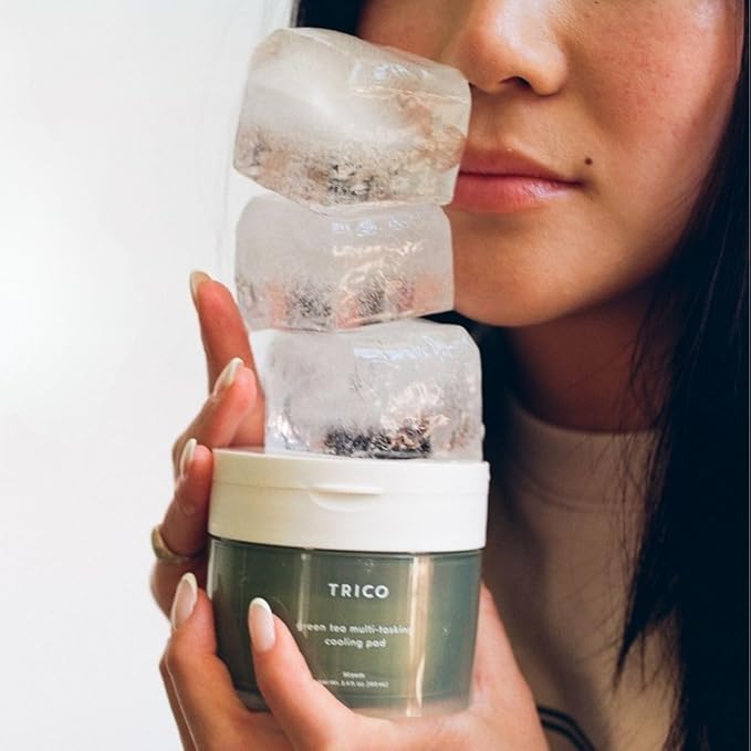 TRICO Green Tea Multi-Tasking Cooling Pad, 3-1 Korean Toner Pads with Depuffing, Cooling & Moisturizing Effects for All Skin Types - Green Tea Water from Jeju Island, Lemon & Honey Extract - 90 Pads