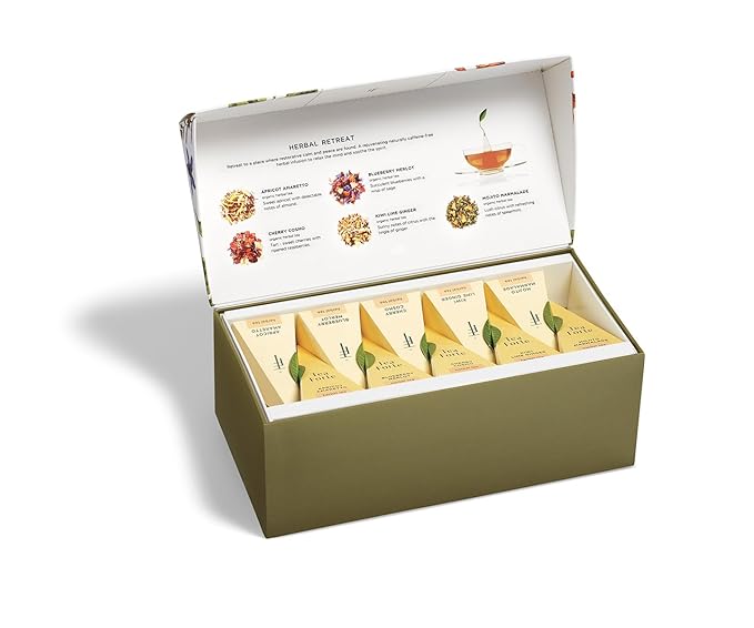 Tea Forte Premium Presentation Box Gift Set Sampler, 20 Count, Assorted Blends Individually Wrapped Handcrafted Pyramid Infuser Bags, Gifts for Mom, Herbal Retreat Tea