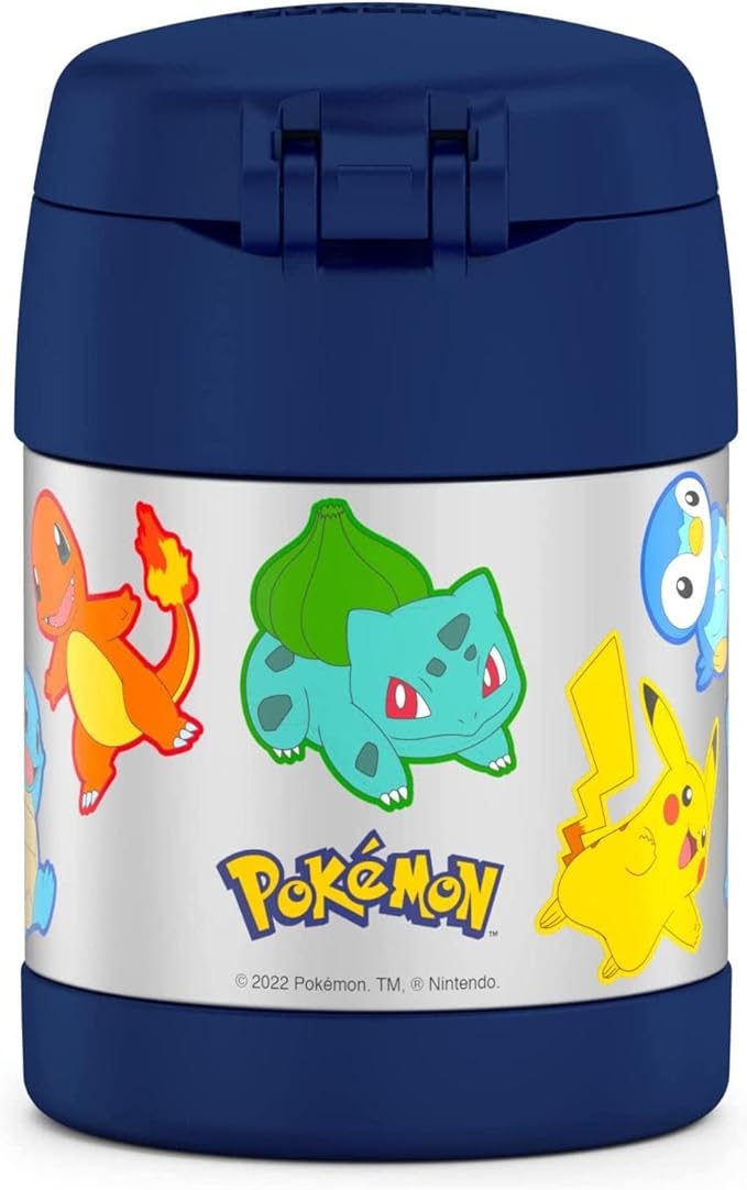 THERMOS FUNTAINER 10 Ounce Stainless Steel Vacuum Insulated Kids Food Jar with Spoon, POKEMON
