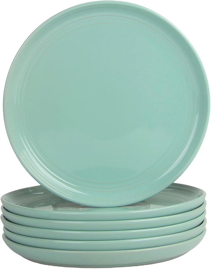 Double Line 8.25" Salad Plate, Set of 6, Seafoam