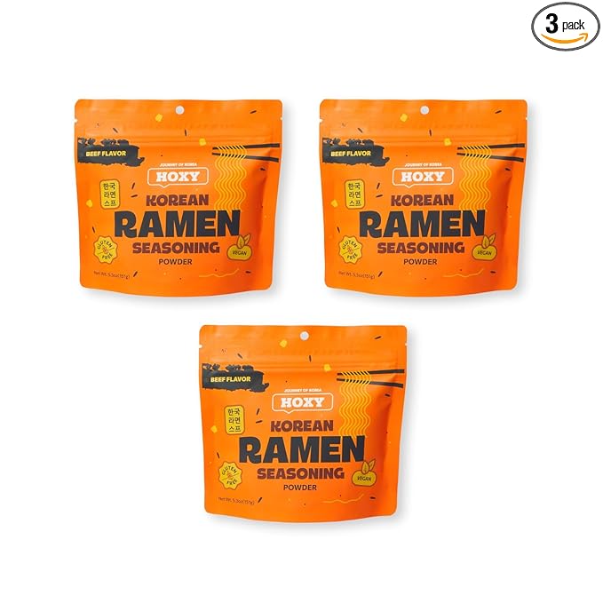 HOXY Journey of Korea "Korean Ramen Seasoning" | Gluten Free, Vegan | Finest Ramen Seasoning Powder | 5.3oz (BEEF, Pack of 3)