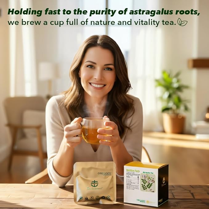Soilmount - Astragalus Tea - |Astragali Radix|huang qi|黄芪| - Pure Herbal Tea - Natural, Organic, Non-GMO, Clean Ingredients, Caffeine Free (18 Tea Bags, Box 1)
