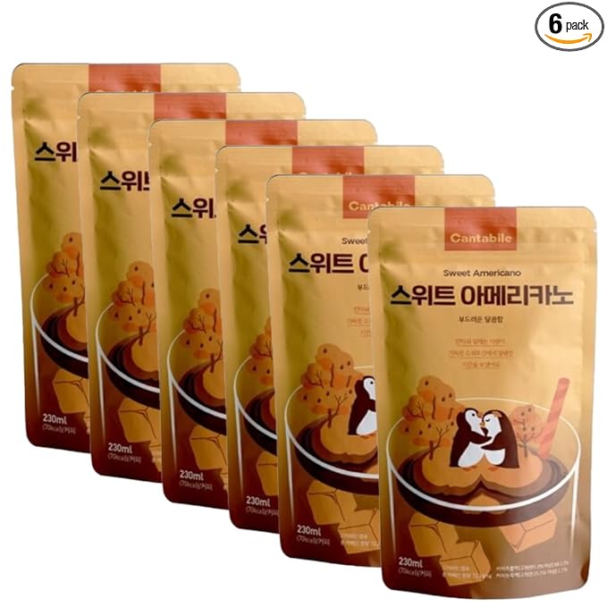 Cantabile Pouch Coffee Ready-to-Drink Korean Convenience Store Beverage Imported from Korea (6 Pack, Sweet Americano)