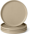 Amazon Basics Glazed Stoneware Appetizer Plates, Ceramic 4-Piece Set, Microwave, Dishwasher and Freezer-Safe, Stain-Resistant, 6.7 in., Linen Gray