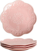 Gaolinci European Palace Series Lace Embossed Ceramic Dinner Plate (Set of 4)
