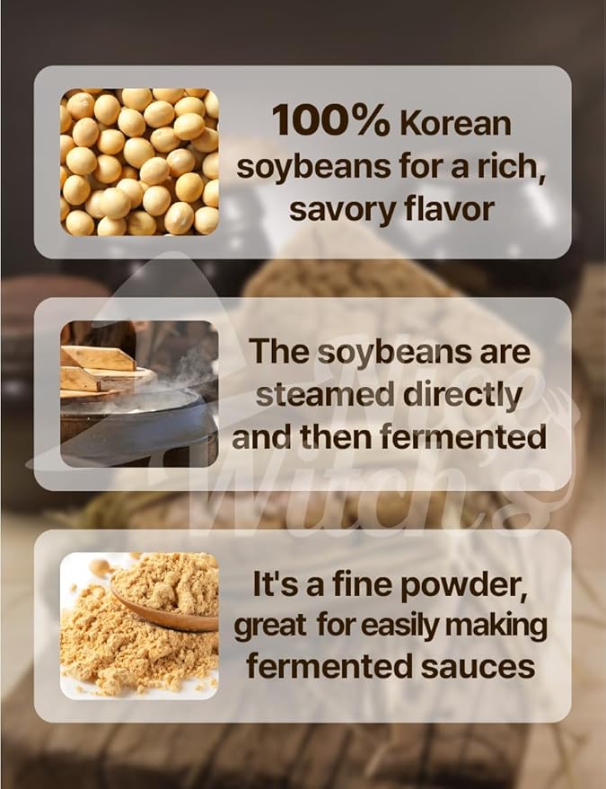 Nice Witch's Meju Powder (Fermented Soybean Powder) – Korean Soybean Fermentation Starter for Doenjang & Gochujang, 500g/ 1.1LB 개량 메주 가루, 고추장