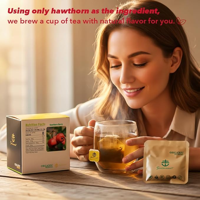 Soilmount - Hawthorn Berry Tea - |山楂|shan zha| - Pure Herbal Tea - Natural, Organic, Non-GMO, Clean Ingredients, Caffeine Free (18 Tea Bags, Box 1)