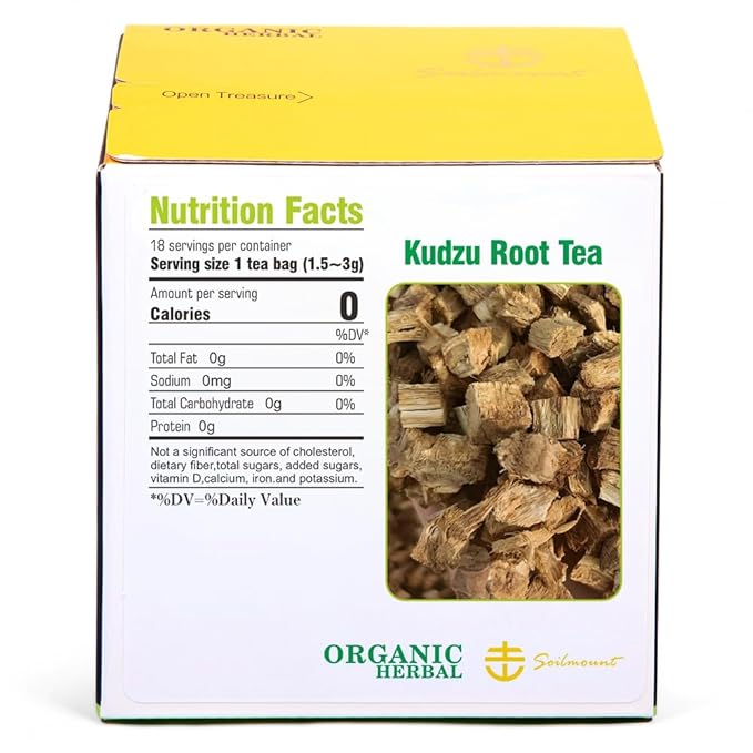 Soilmount Kudzu Root Tea | Herbal Tea | Ge gen cha - 18 Tea Bags per Box, Naturally Sweet, Perfect for Daily Enjoyment
