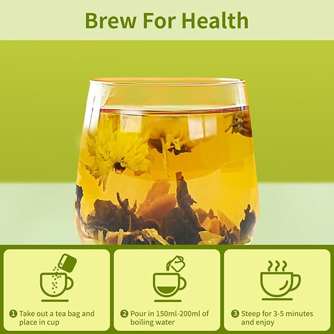 Dandelion Wolfberry Tea, Natural Kidneys & Liver Health Dandelion Root Tea with Dandelion, Wolfberry, Cassia Seed, Chrysanthemum, Licorice, Orange Peel, Gardenia (2 Pack/24 Bags)