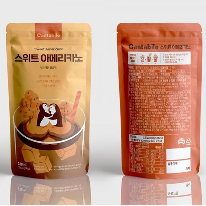 Cantabile Pouch Coffee Ready-to-Drink Korean Convenience Store Beverage Imported from Korea (6 Pack, Sweet Americano)