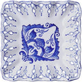 Aimusego Vintage Square Salad Plates, Handmade Decorative Ceramic Dessert Plates for Bread, Butter, Appetizer, Serving Dishes, Trays & Platters, Dishwasher Safe (Square Floral，10‘’)