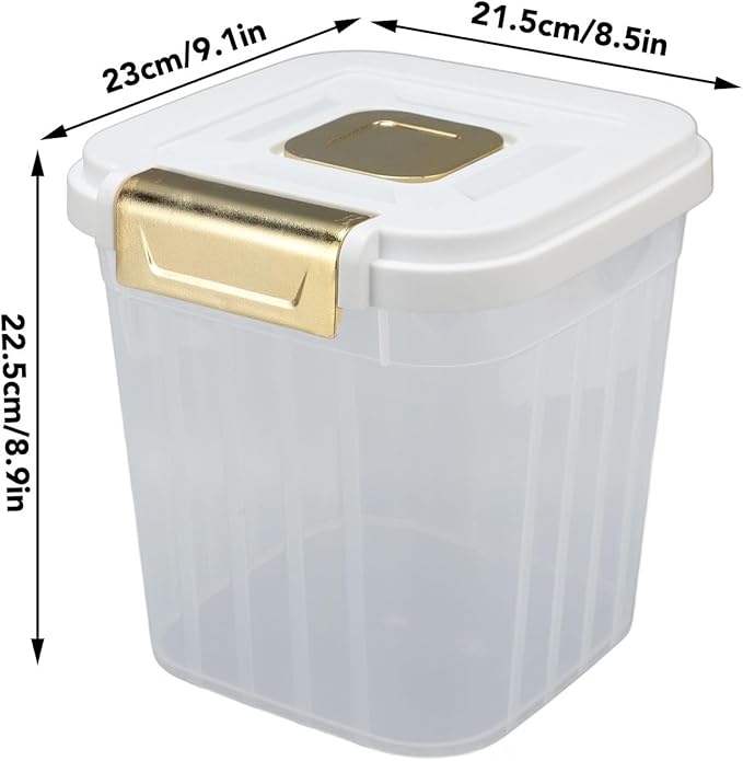 Yosoo 5KG Rice Storage Container, Sealed Bin with Lid, Pet Food Flour Grain, White, 2 counts, PP Material, for Kitchen, Pantry Organization (01)