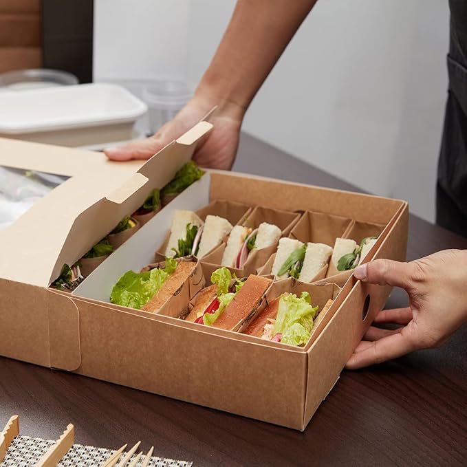 Restaurantware-12 x 8.7 x 3.2 Inch Insert For Catering Trays, 10 Grease-Resistant Insert For Catering Boxes - High Wall, Sturdy, Kraft Paper Insert For Catering Food Containers, Trays Sold Separately