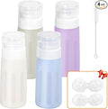 Seropy Condiment Squeeze Bottles for Sauces, Salad Dressing Container to Go, Small Silicone Squeeze Bottles, Condiment Containers Dispenser for Ketchup Hot Sauce, Purple/Beige/Blue/Gray 3 Oz