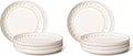 Artena Salad Plates Set Of 4, 8.5 Inch Embossed Ceramic Dinner for Appetizer Dessert, Kitchen Plates With Lipped Edges, Microwave Oven Dishwasher Safe (Willow Leaf) (Pack of 2)