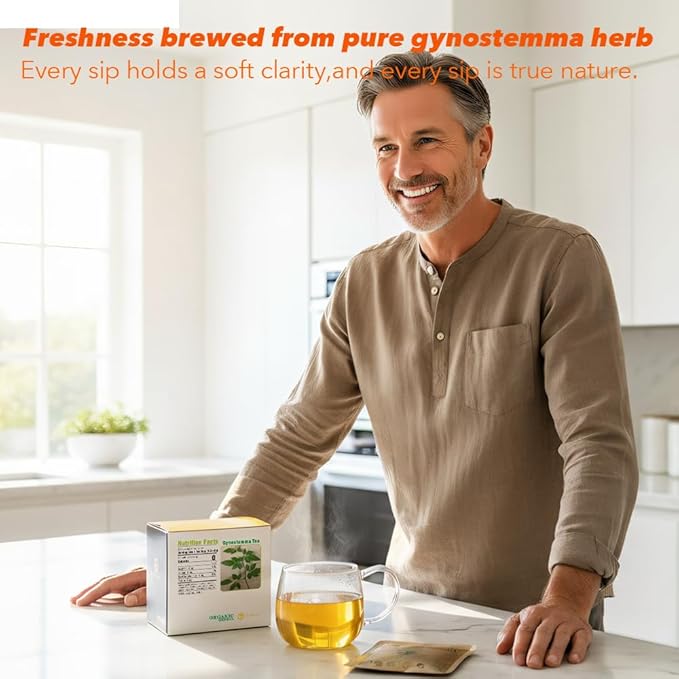 Soilmount Wild Organic Gynostemma Tea Bags (18 Tea Bags/Box) - Caffeine-Free Herbal Drink, Antioxidant, Relaxing & Energizing, Daily Wellness Tea, Refreshing & Healthy Gynostemma Tea