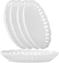 4 Pack Small Lace Serving Plates, 8" x 6" Oval Ceramic Dinner Plates for Dessert Appetizer Salad Bread Fruit Snack, Cute Side Dishes Set of 4 to Home Kitchen Party & Gift, Microwave & Dishwasher Safe