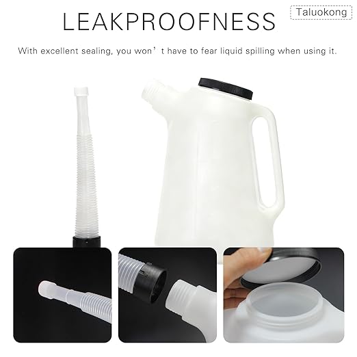 5 Quart Oil Jug with Spout Motor Oil Dispenser Oil Measuring Container Automotive Funnels Set Translucent Plastic 2 Pack