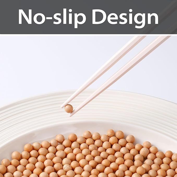 10 Pairs Fiberglass Chopsticks Non-Slip Tips, Dishwasher Safe & Reusable Japanese Korean Chopsticks for Sushi Ramen, 9.63 inch/24.5cm Chop Sticks for Family Restaurant - White