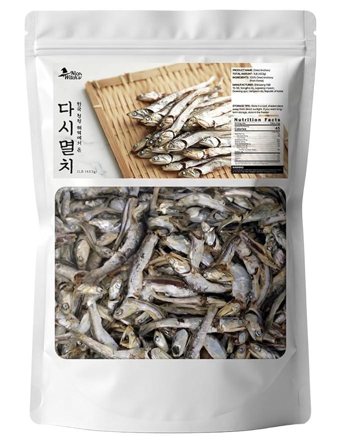 NICE WITCH’S Korean Soup Anchovy, Dried Anchovies for Broth & Stock, Rich Umami Flavor, 1 lb (454g)