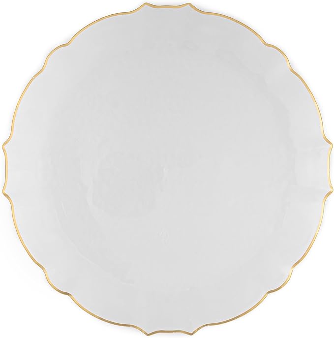 PLASTICPRO 48 Piece Clear WithGold Rim Aristocratic Combo Plastic Dinner Plates Disposable Plastic Fancy Heavy Duty Party Dishes 24, 7'' inch and 24, 10'' inch, Clear With Gold Rim
