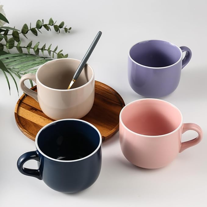 Soup Mugs with Handles Microwave Safe, 21 OZ Jumbo Ceramic Soup Mug, Soup Cups for Coffee, Tea, Soup, Cereal, Salad, Dishwasher & Oven Proof Soup Bowls with Handle, Dark Blue