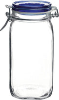 Bormioli Rocco Fido Square Jaw with Blue Lid, 50-3/4-Ounce