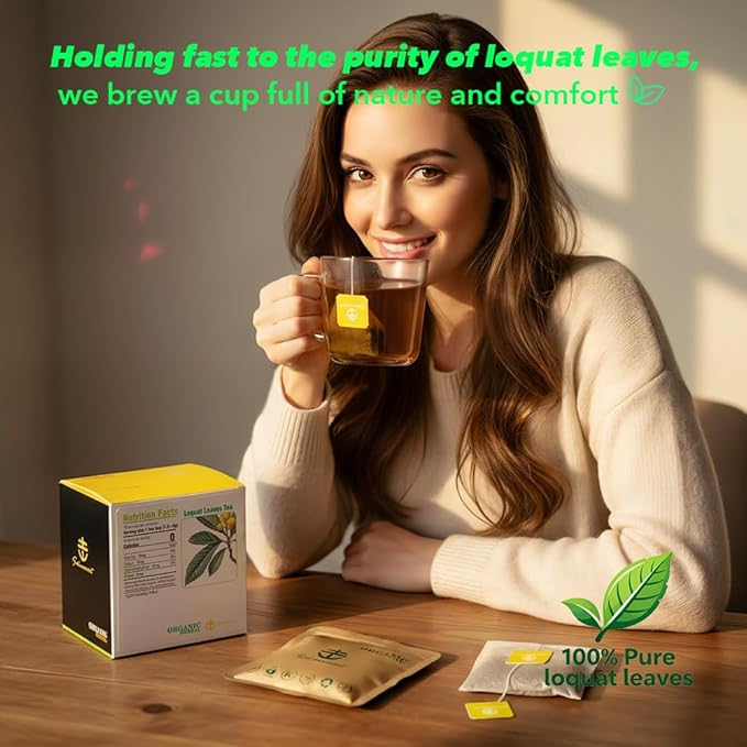 Soilmount - Loquat Leaf Tea - |Eriobotrya Japonica Tea|枇杷叶|Pipaye|비파엽| - Pure Herbal Tea - Natural, Organic, Non-GMO, Clean Ingredients, Caffeine Free (18 Tea Bags, Box 1)