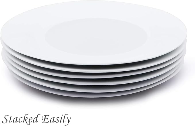 6pcs Salad Dessert Plate 7.5inch White Porcelain Dinner with Round Flat Design Good for the Gift
