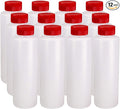 Pinnacle Mercantile Condiment Squeeze Bottles with Flip Top Hinged Red Cap 16 oz Set of 12 (Perfect for Condiments, Sauces, Dressings, BBQ, Ketchup) Made USA