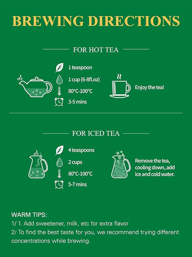 GLDNT Organic Jasmine Green Tea, Organic Jasmine Green Tea Loose leaf with Delightful Aroma, Delicate and smooth Flavor, Hot & Iced Tea, 16 Ounce